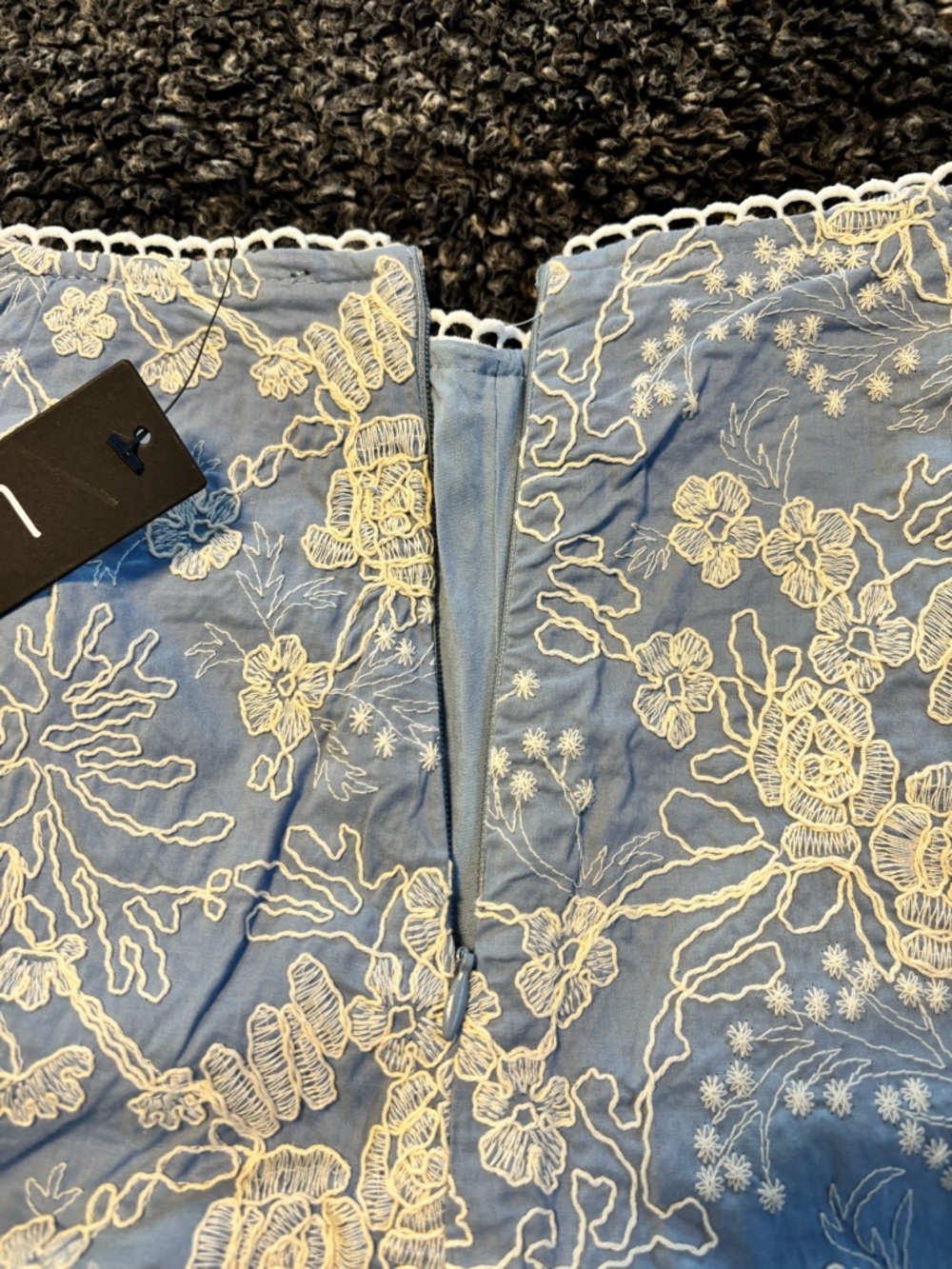 Lulu's Light Blue Jeans with Cream Floral Lace Overlay - Picture 4 of 4